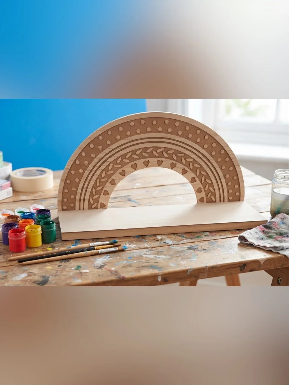 Hobby Lobby MDF Decorative Natural Unpainted shelf with wood fiber texture